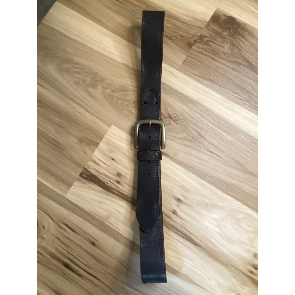 Denim & Supply Ralph Lauren Mens Leather Belt Brown Brass Buckle Distressed 42 - Picture 4 of 8